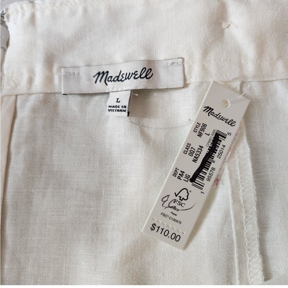 Madewell Princess Seamed Midi Shift Dress Sz L Ivory Linen Cotton Sundress - Picture 6 of 8